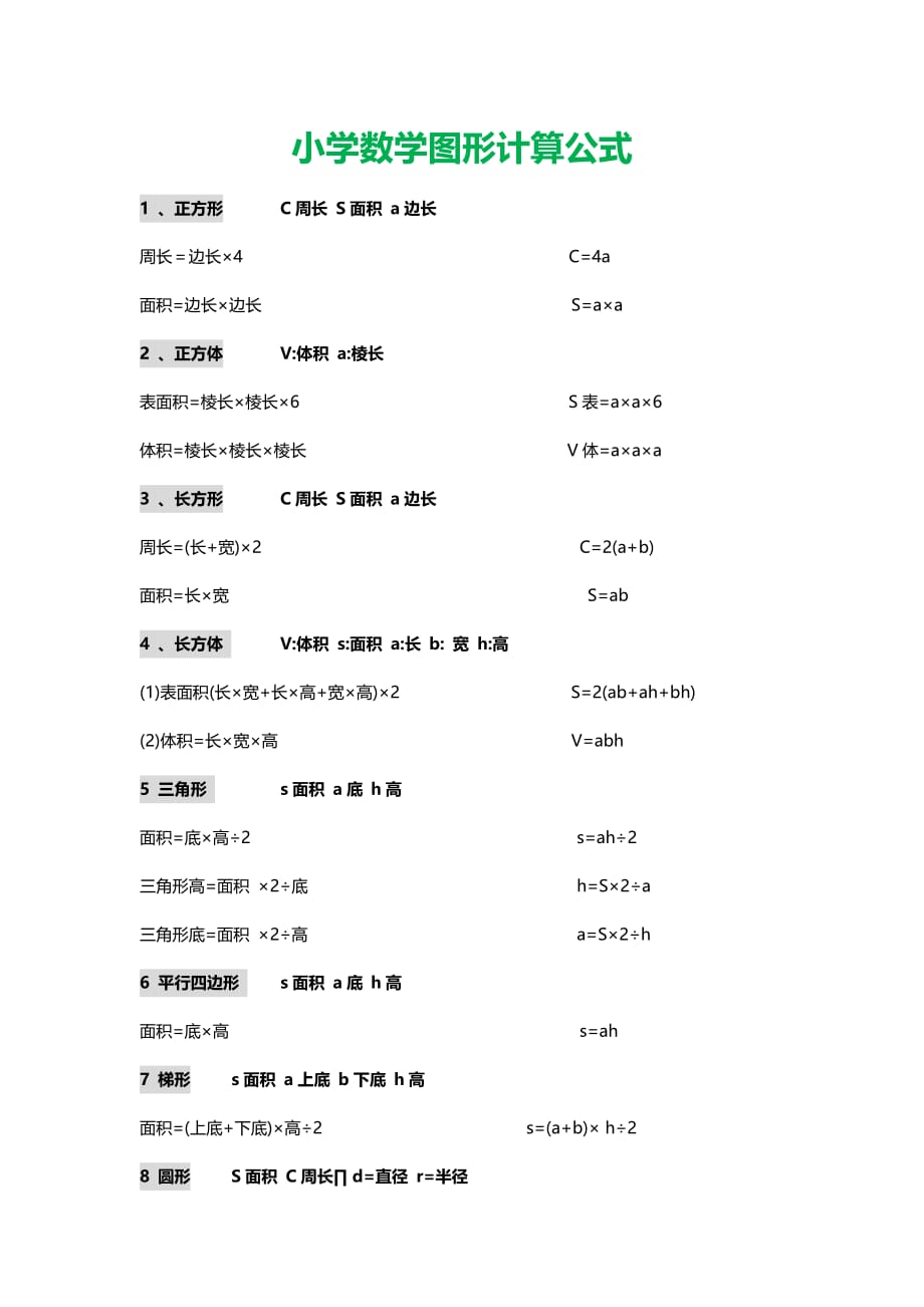 六年级(上)期末总复习数学所有公式、概念、单位换算_第2页