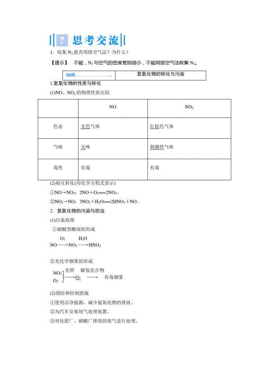 高中化学苏教版必修一教师备课专题四第二单元生产生活中的含氮化合物_第3页