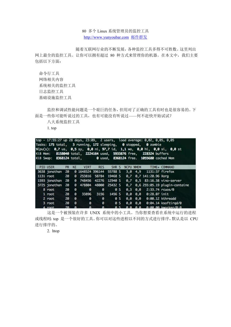 80 多个Linux系统管理员的监控工具_第1页