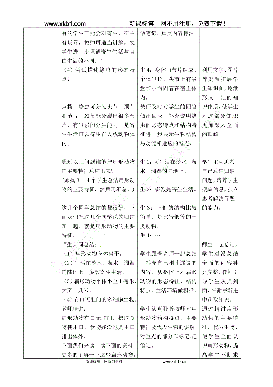 【济南版】七年级生物上册教案：第2单元第2章第1节：18-无脊椎动物的主要类群2-1_第3页