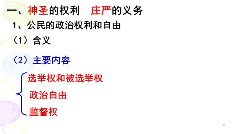 政治权利与义务参与政治生活的基础和准则演示课件_第4页