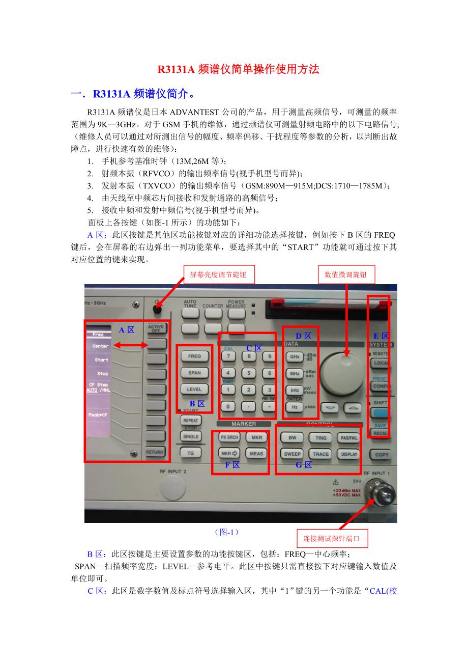 频谱仪的简单操作使用方法_第1页