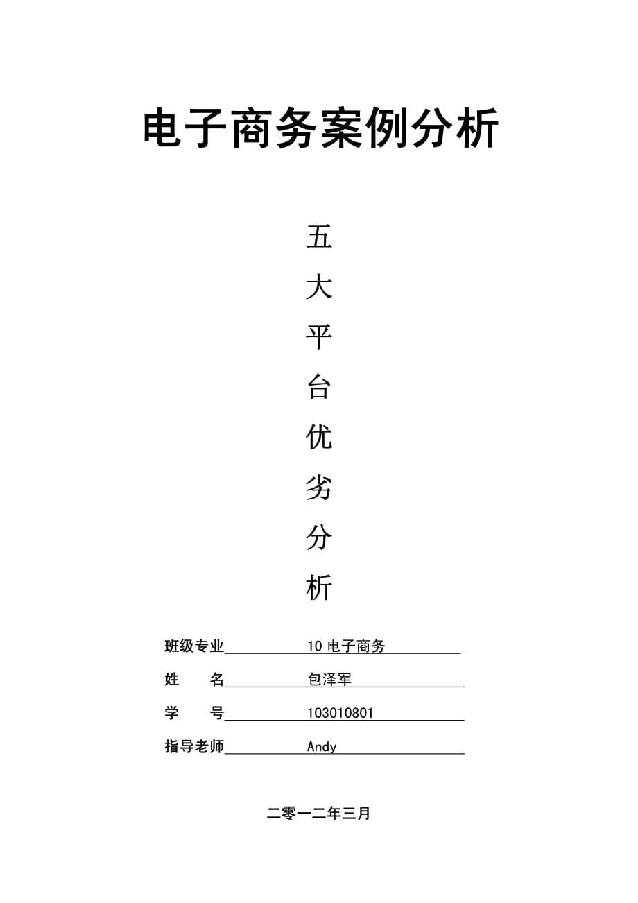 电子商务案例分析——五大平台优劣分析_第1页