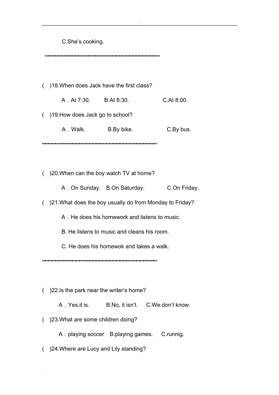 人教版七年级英语(下册)期末试题及答案_第3页