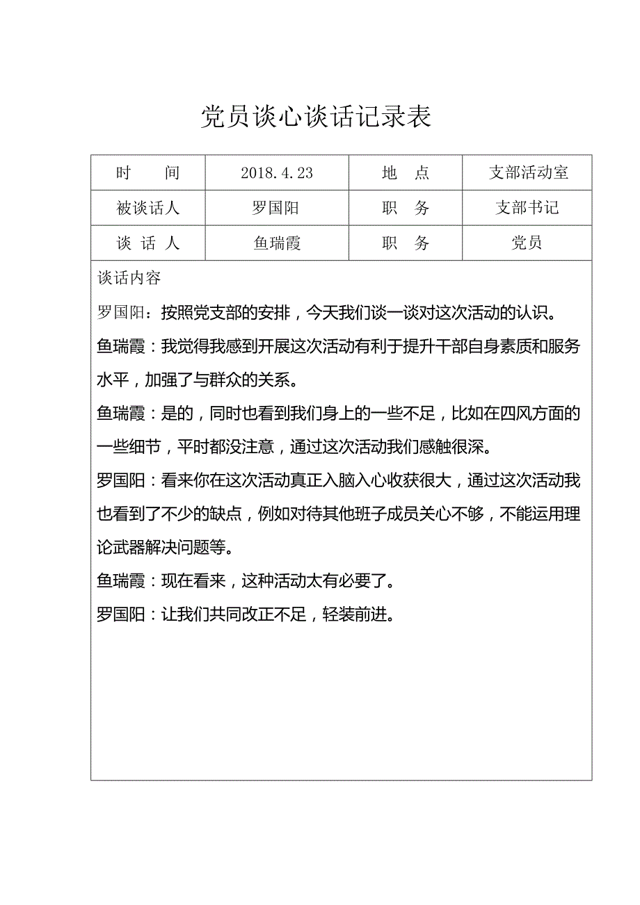 党员谈心谈话记录表._第2页