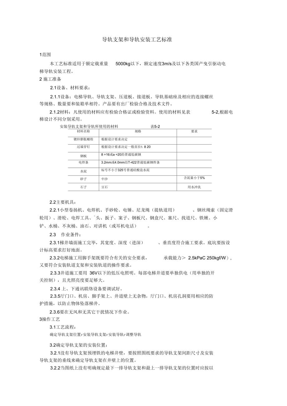 202X年导轨支架和导轨安装工艺标准_第1页