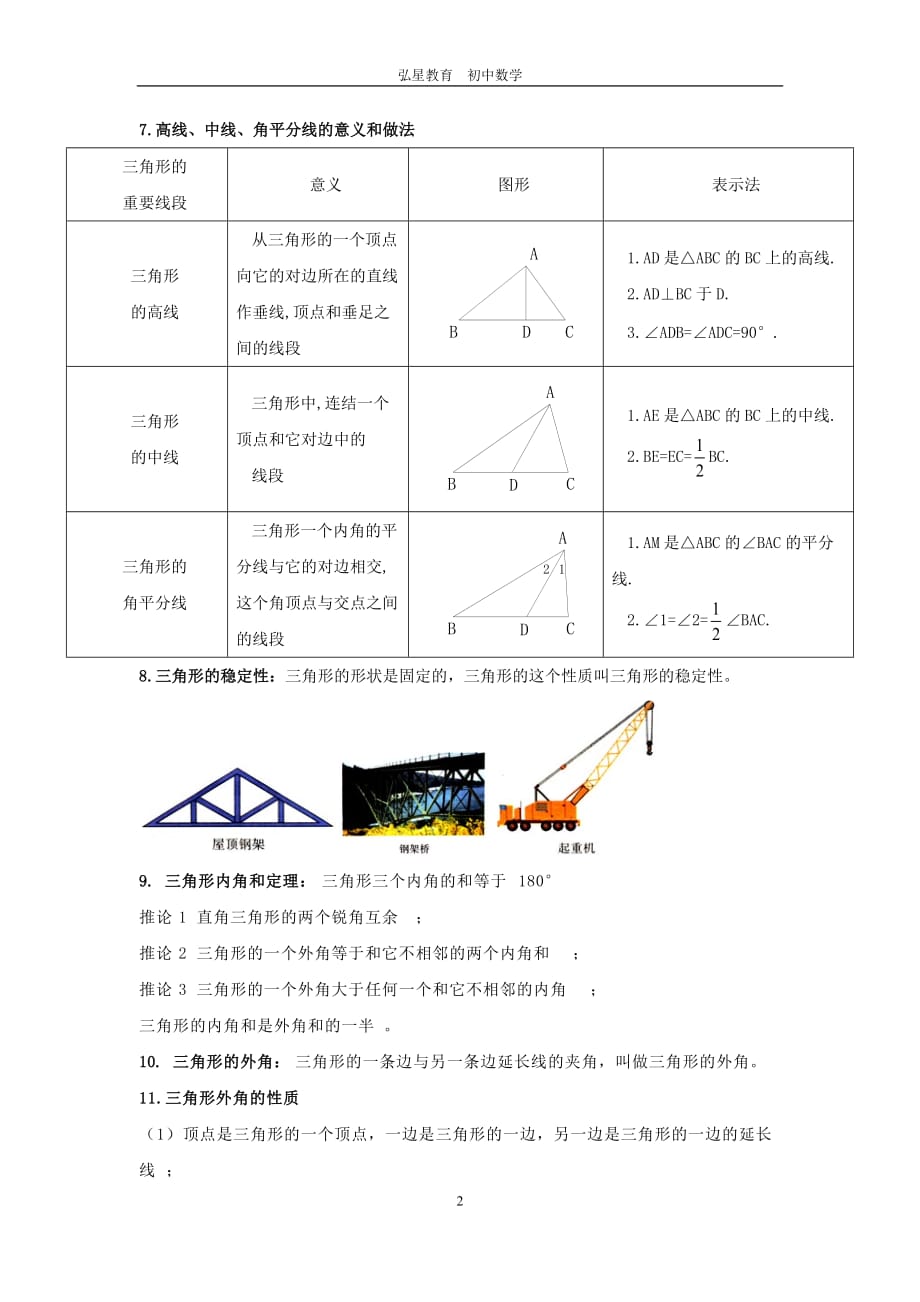 初一数学《三角形》知识点_第2页