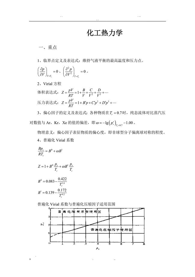 化工热力学考试重点-终极版