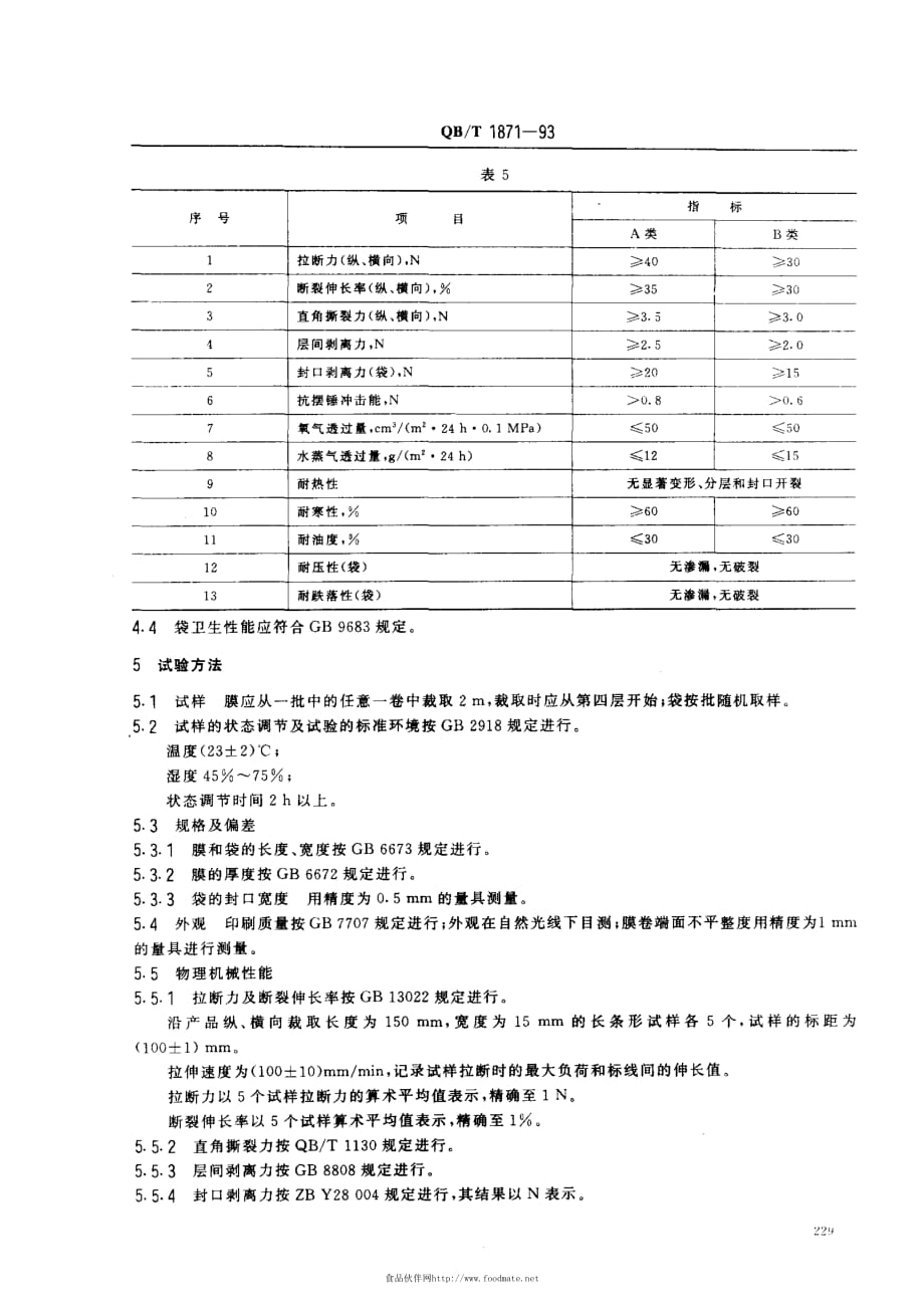 双向拉伸尼龙（BOPA） 低密度聚乙烯（LDPE）复合膜、袋QB T 1871-1993_第3页