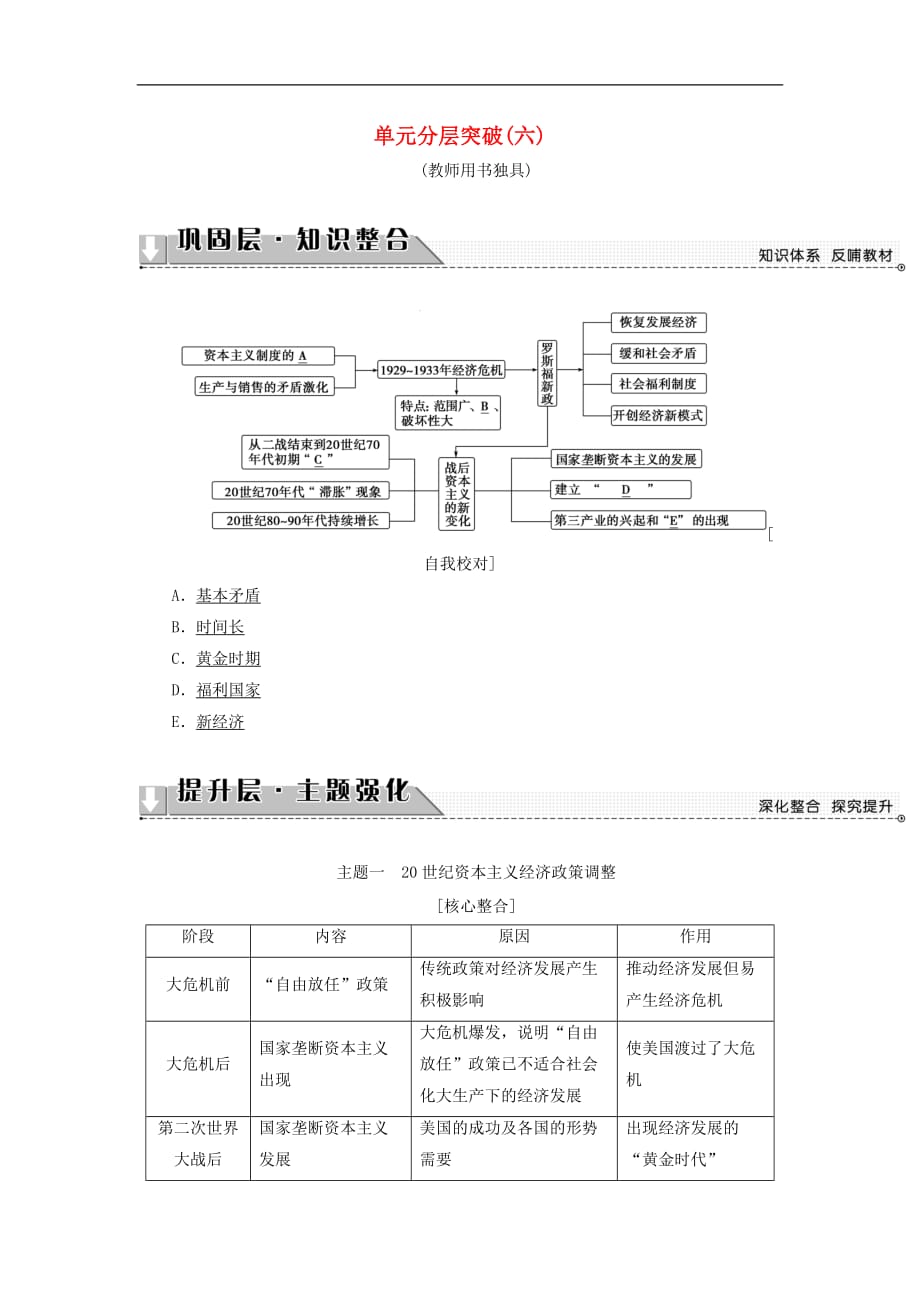 高中历史 第6单元 世界资本主义经济政策的调整单元分层突破教师用书 新人教版必修2_第1页