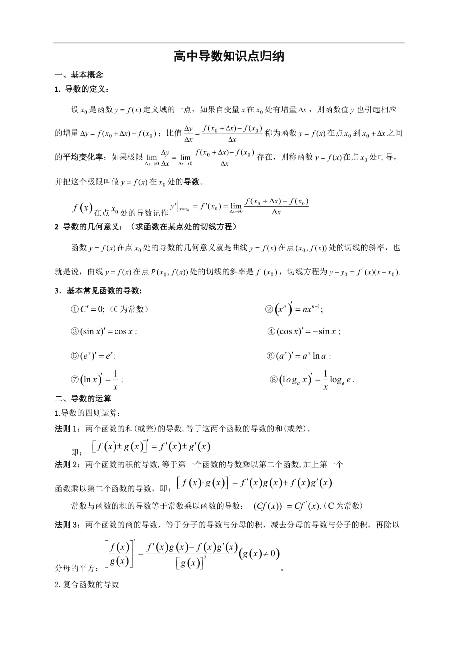 高中数学导数知识点归纳总结精品_第1页