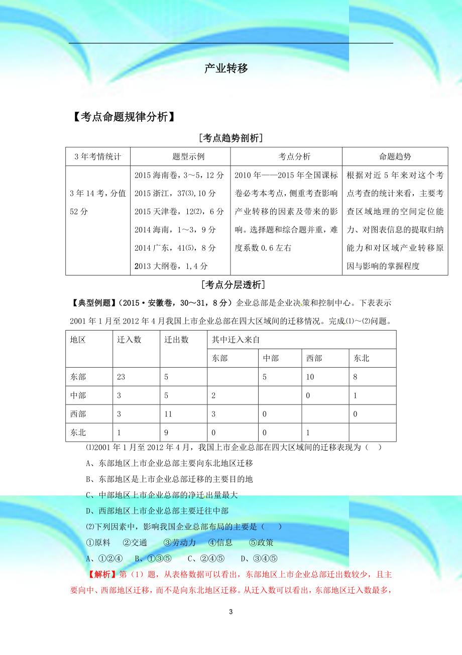 高三地理二轮复习之综合思维产业转移_第3页