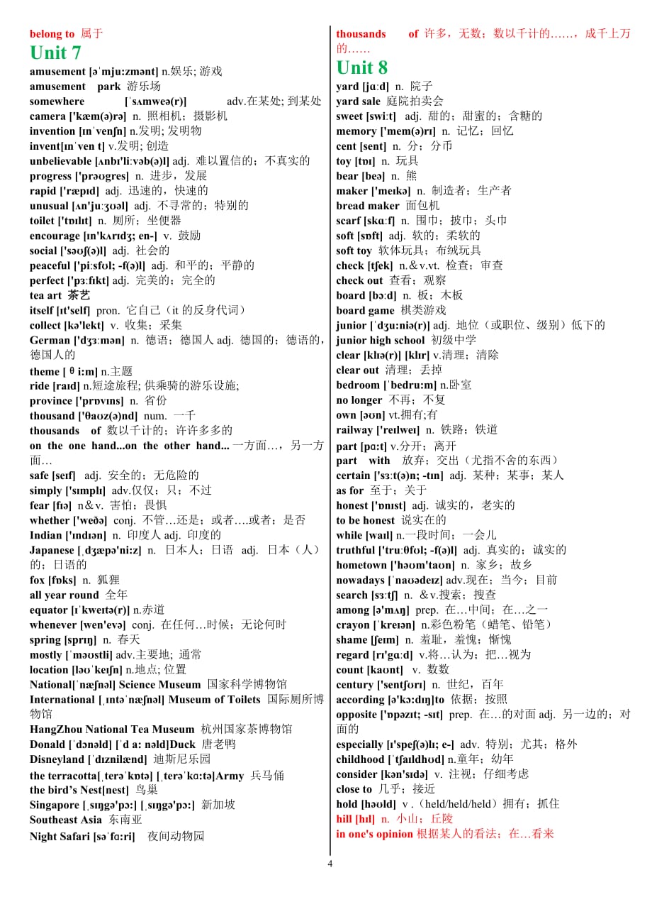 鲁教版 八年级英语上册单词表---2014版-_第4页