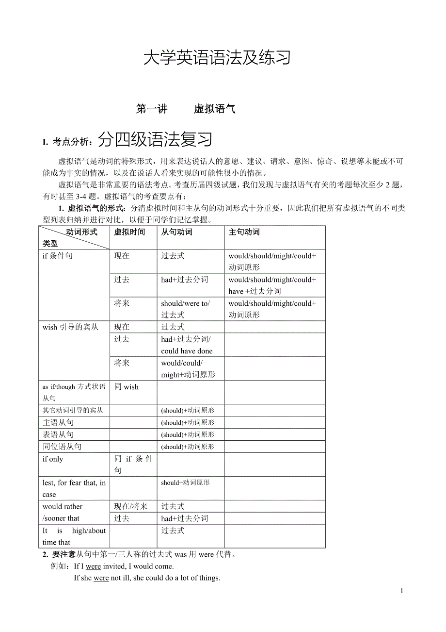 大学英语语法及练习-_第1页