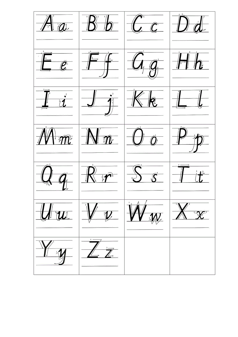 26个英文字母书写标准及练习本-A4打印_第1页