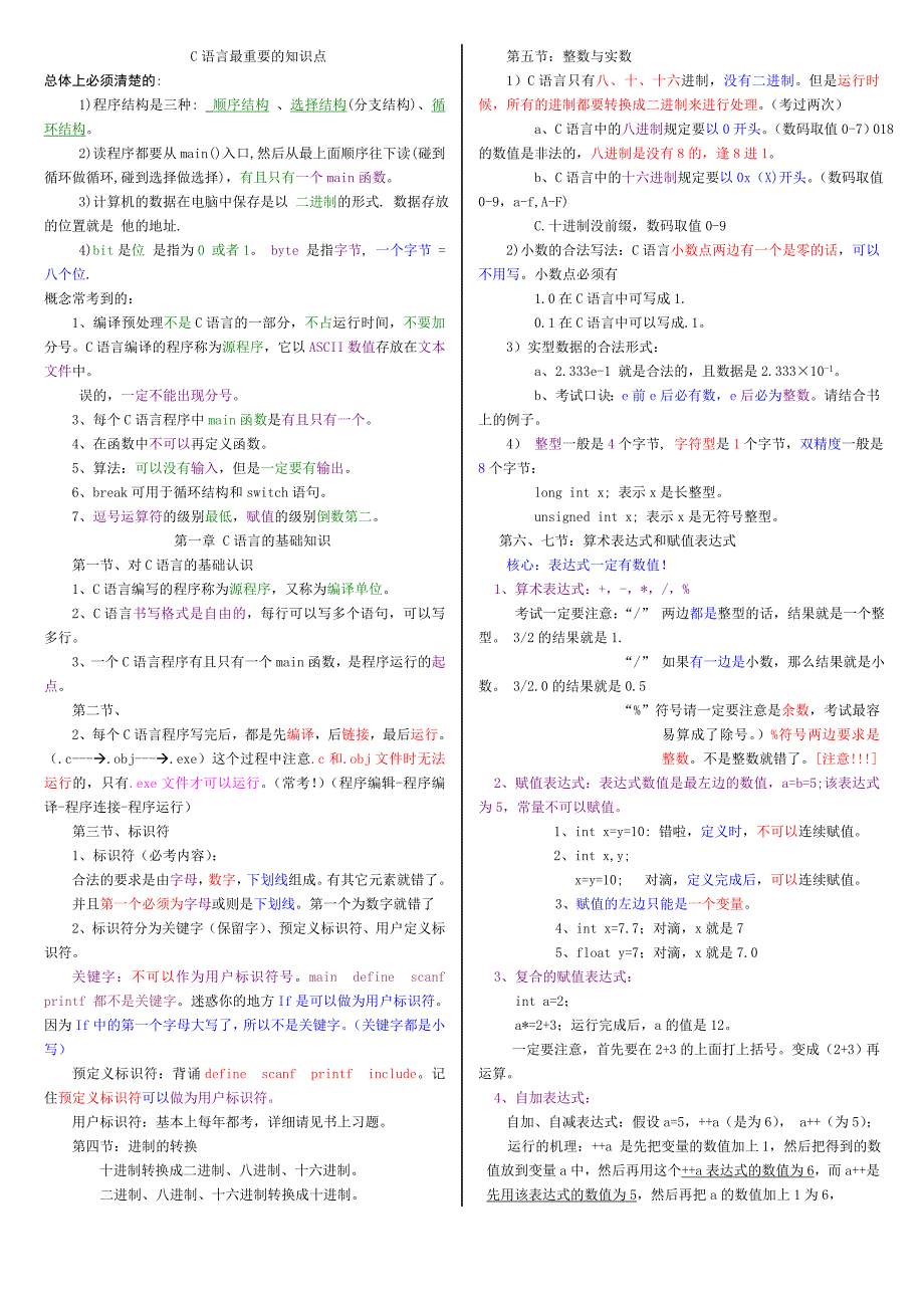 C语言知识点总结【完美版】精品_第1页