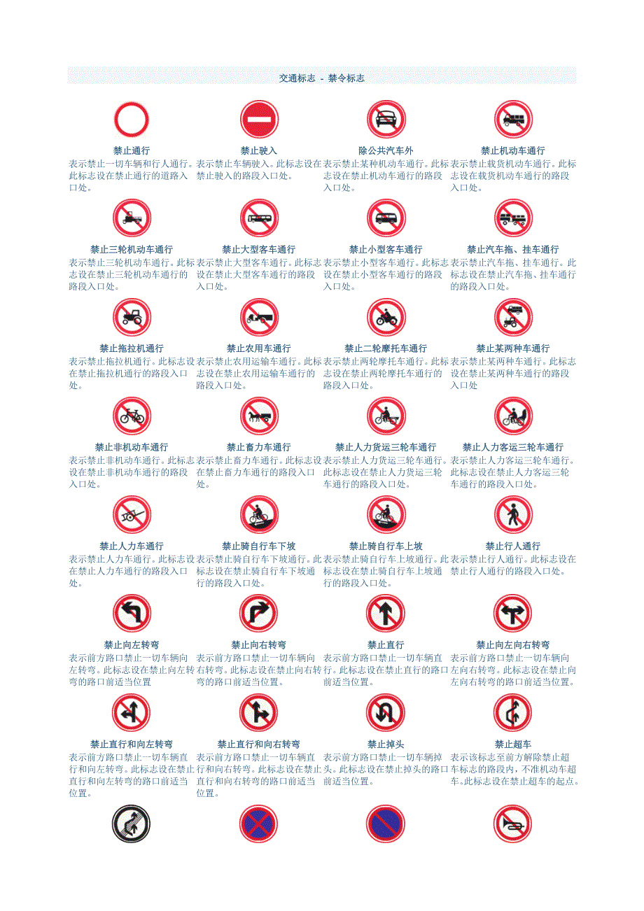 小学生 交通标志 交通安全标识完整版 A4_第3页