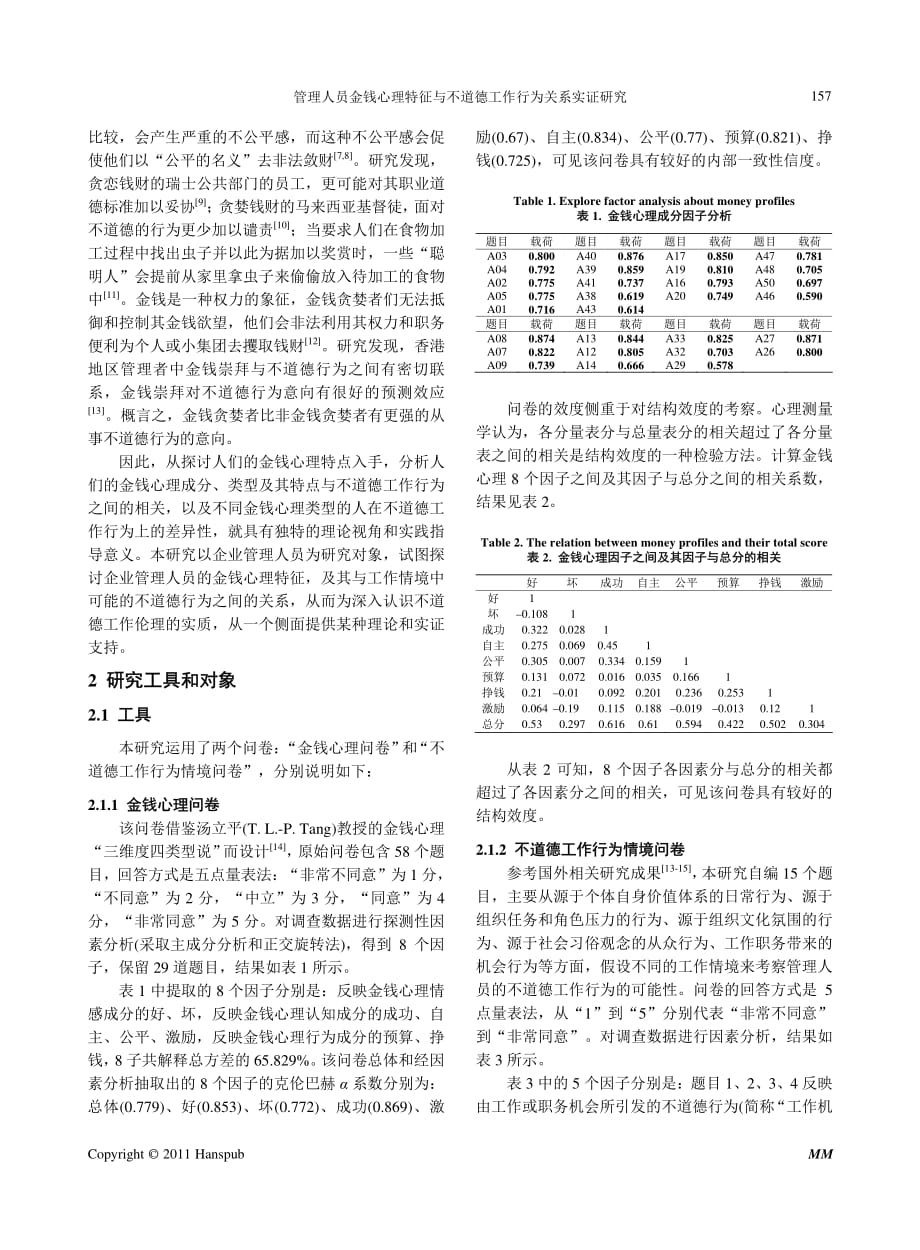 管理人员金钱心理特征与不道德工作行为关系实证研究_第2页