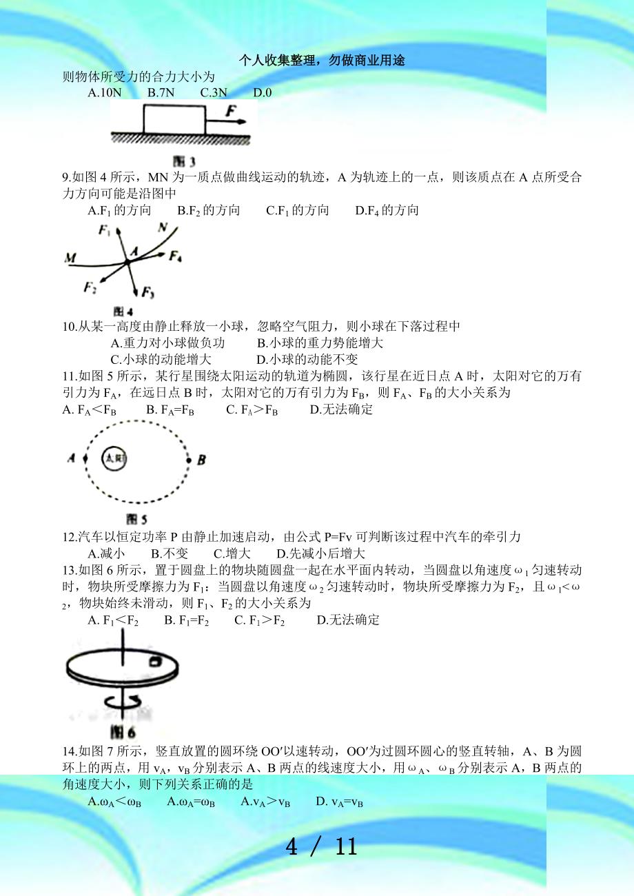 湖南普通高中学业水平测验物理试卷(真题)_第4页