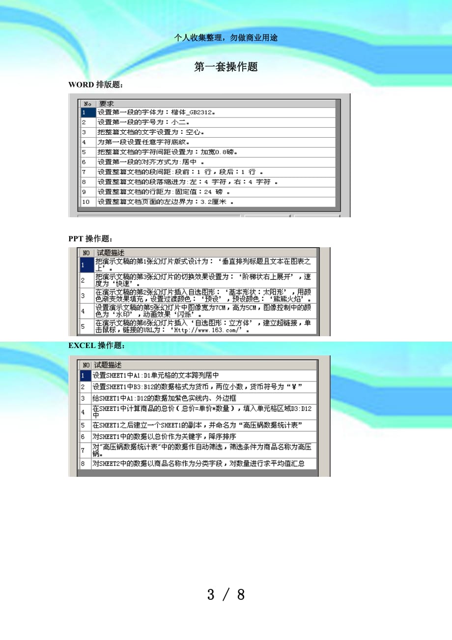 湖南计算机水平测验二级C语l言培训资料——OFFICE操作题_第3页