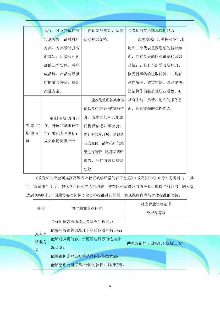 汽车专业技术服务与营销专业教学标准_第5页