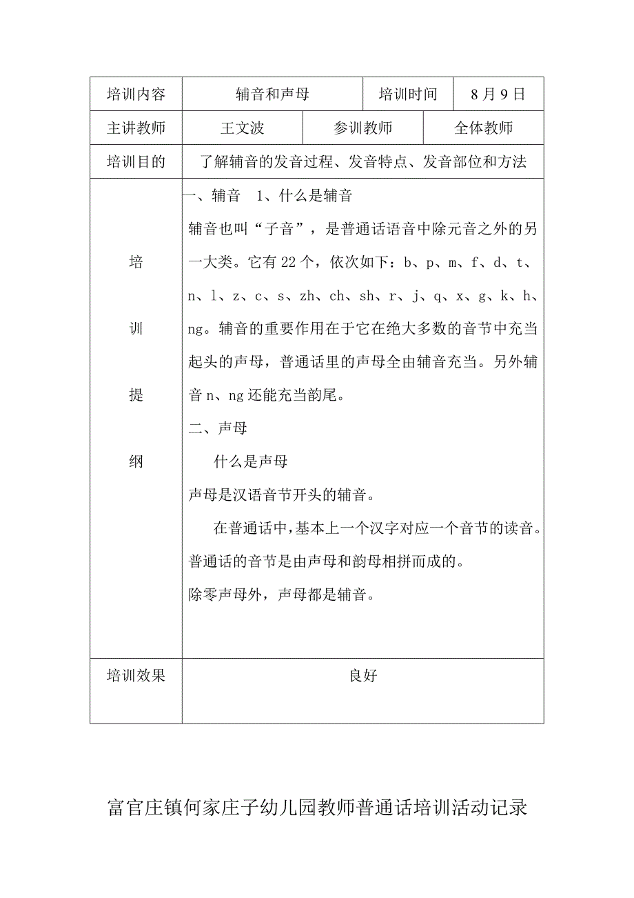 {实用}何家庄子幼儿园教师普通话培训活动记录_第3页