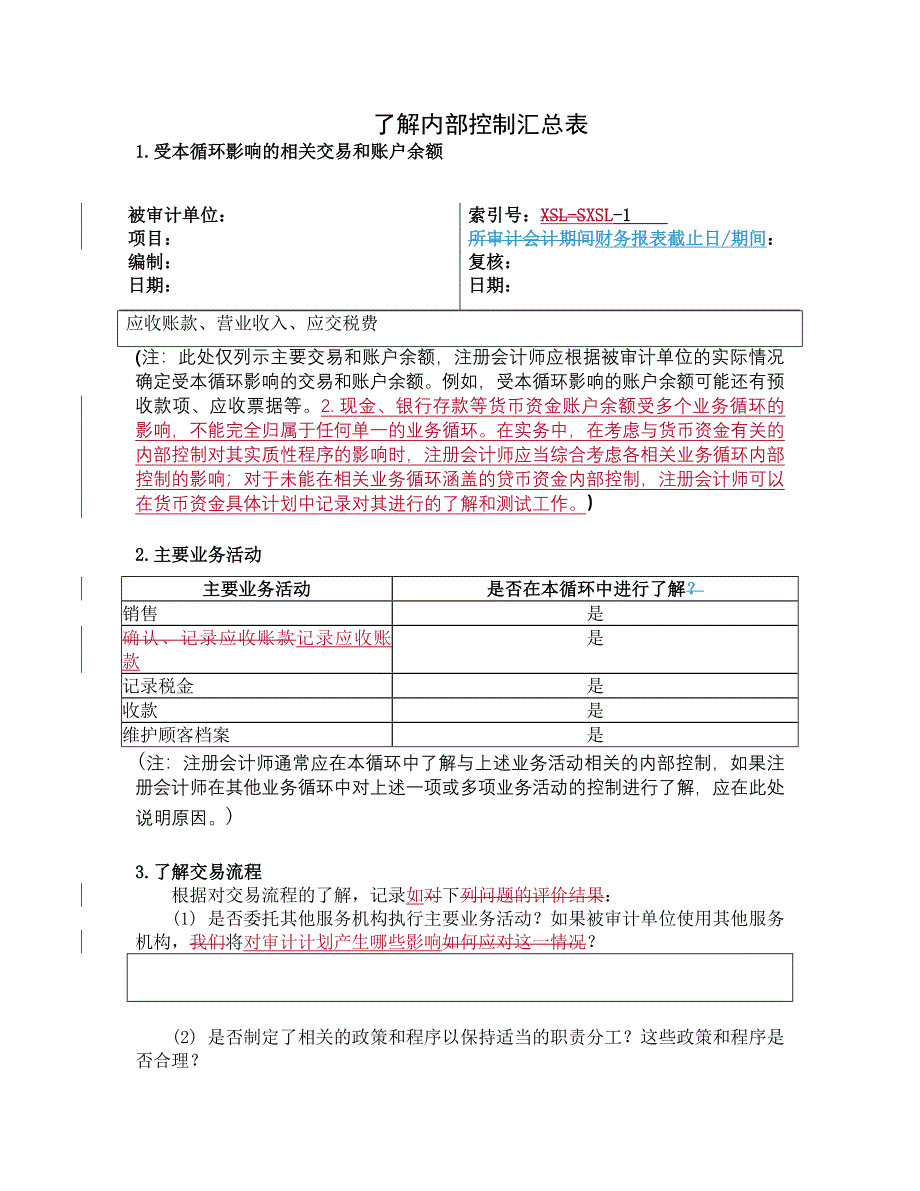 风险评估工作底稿了解销售与收款循环_第2页