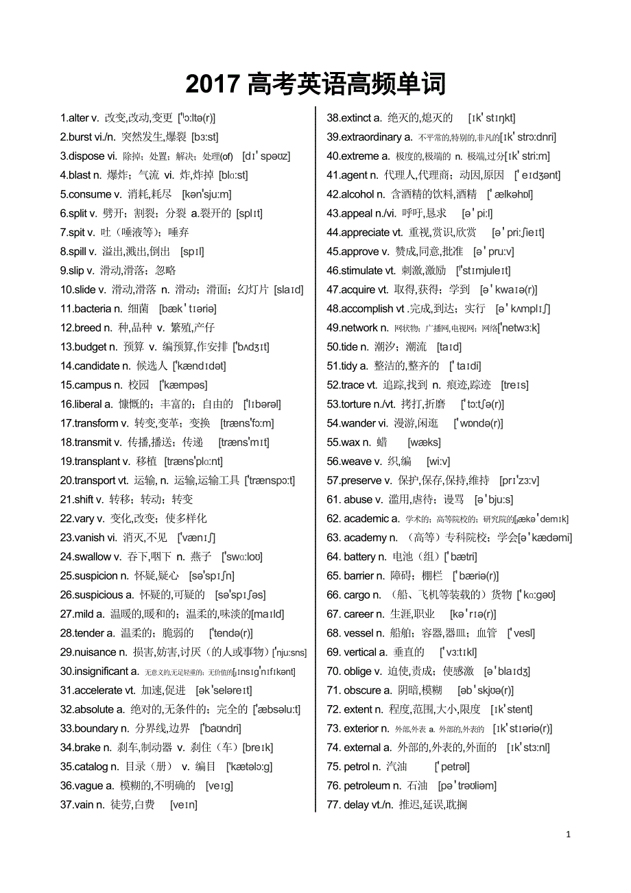 10434整理新高考英语高频词汇(带音标)_第1页