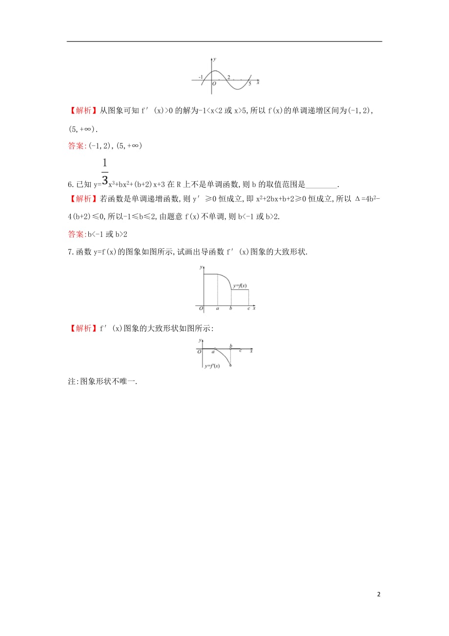 高中数学 第三章 导数及其应用 3.3.1 函数的单调性与导数课时达标训练（含解析）新人教A版选修1-1_第2页