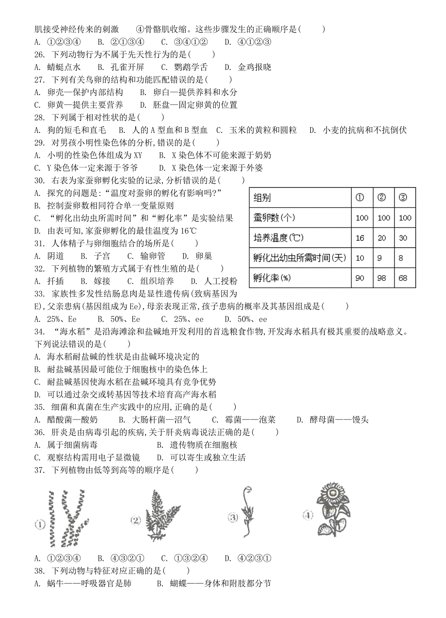 2018年生物中考真题(广东卷)_第3页