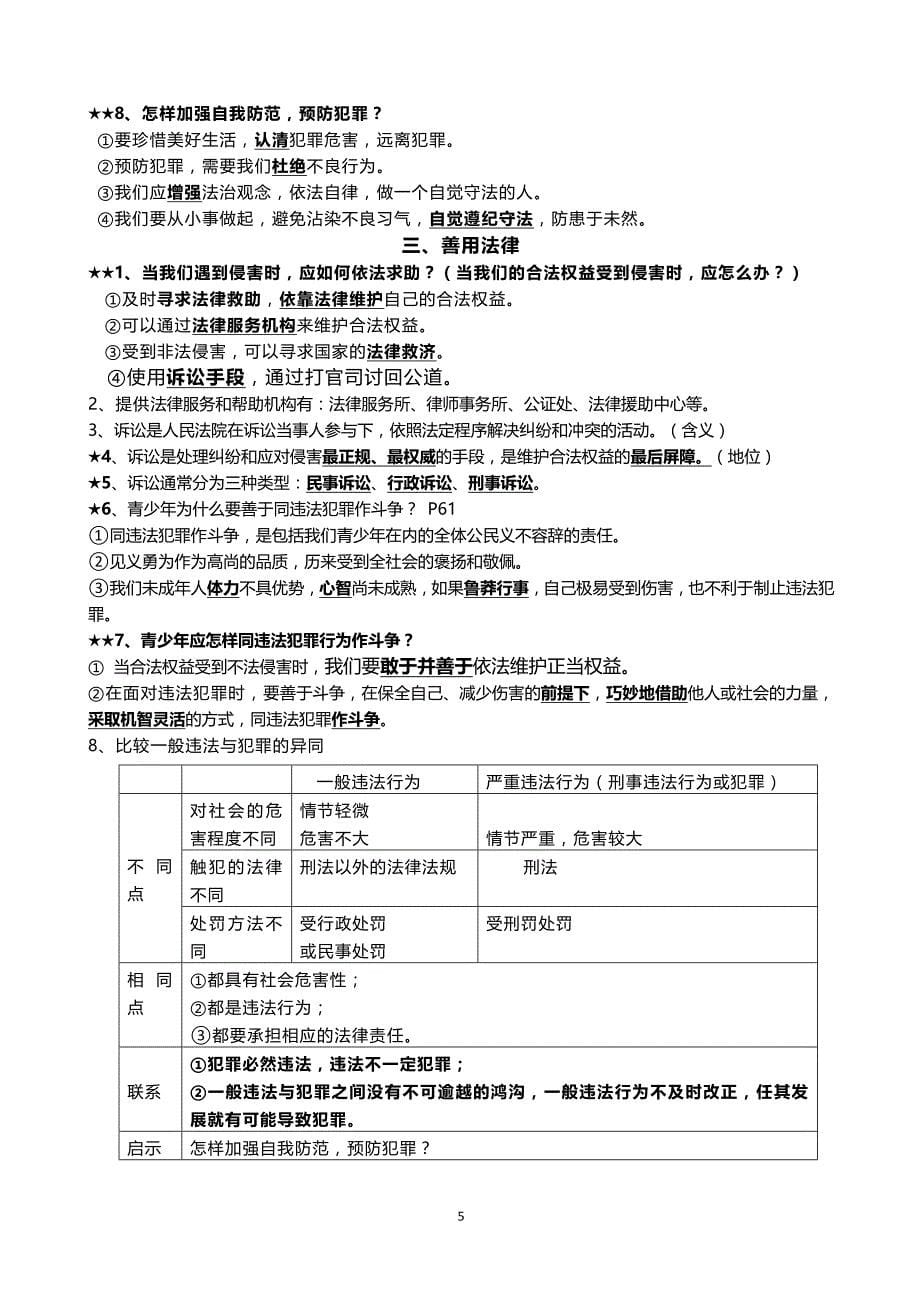 八年级上册道德与法治期末知识点归纳(1)_第5页