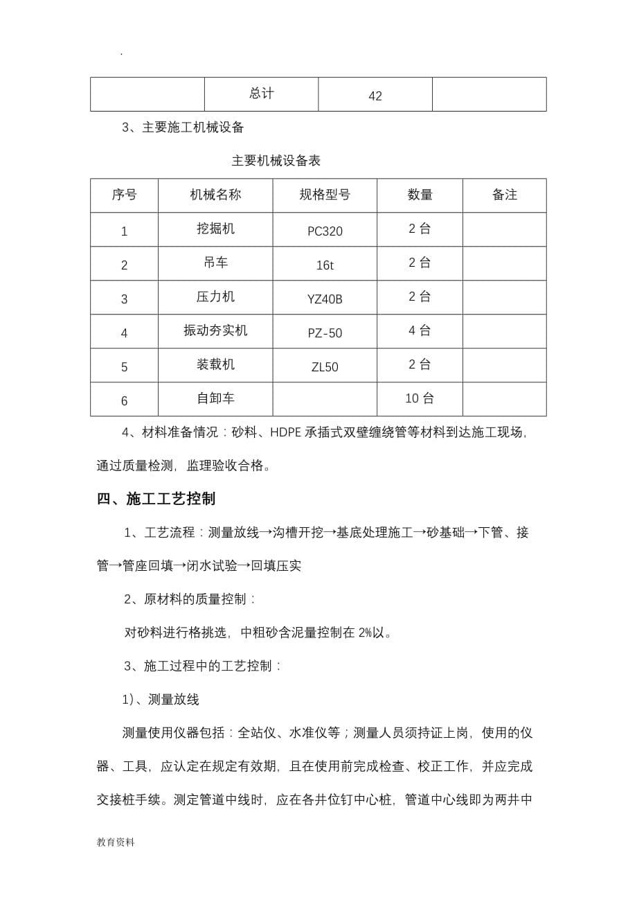 市政工程HDPE承插式双壁缠绕管试验段施工组织设计_第5页