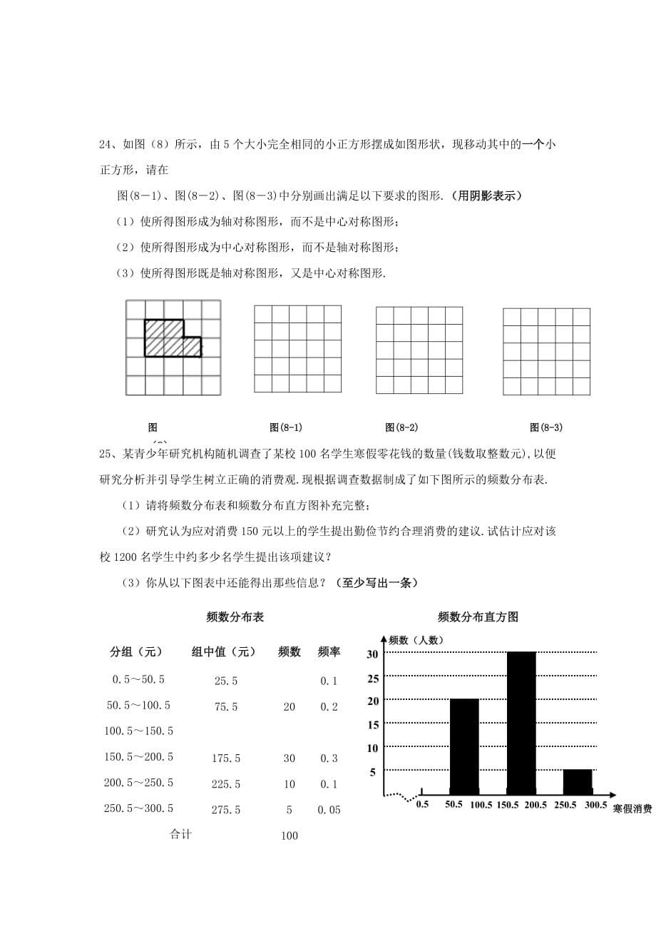 初二下数学期末试题及答案_第5页