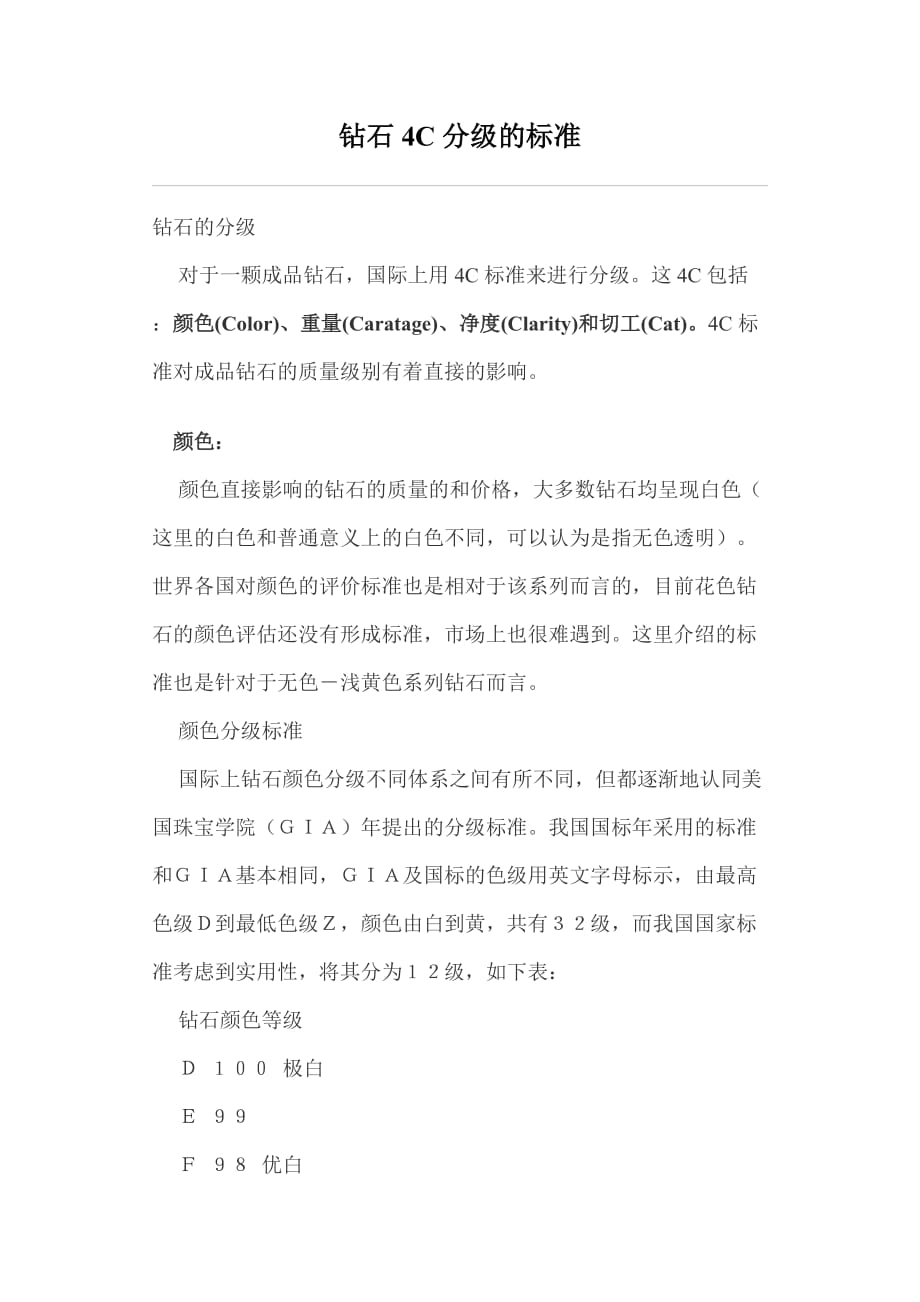 钻石4C分级的标准.doc_第1页