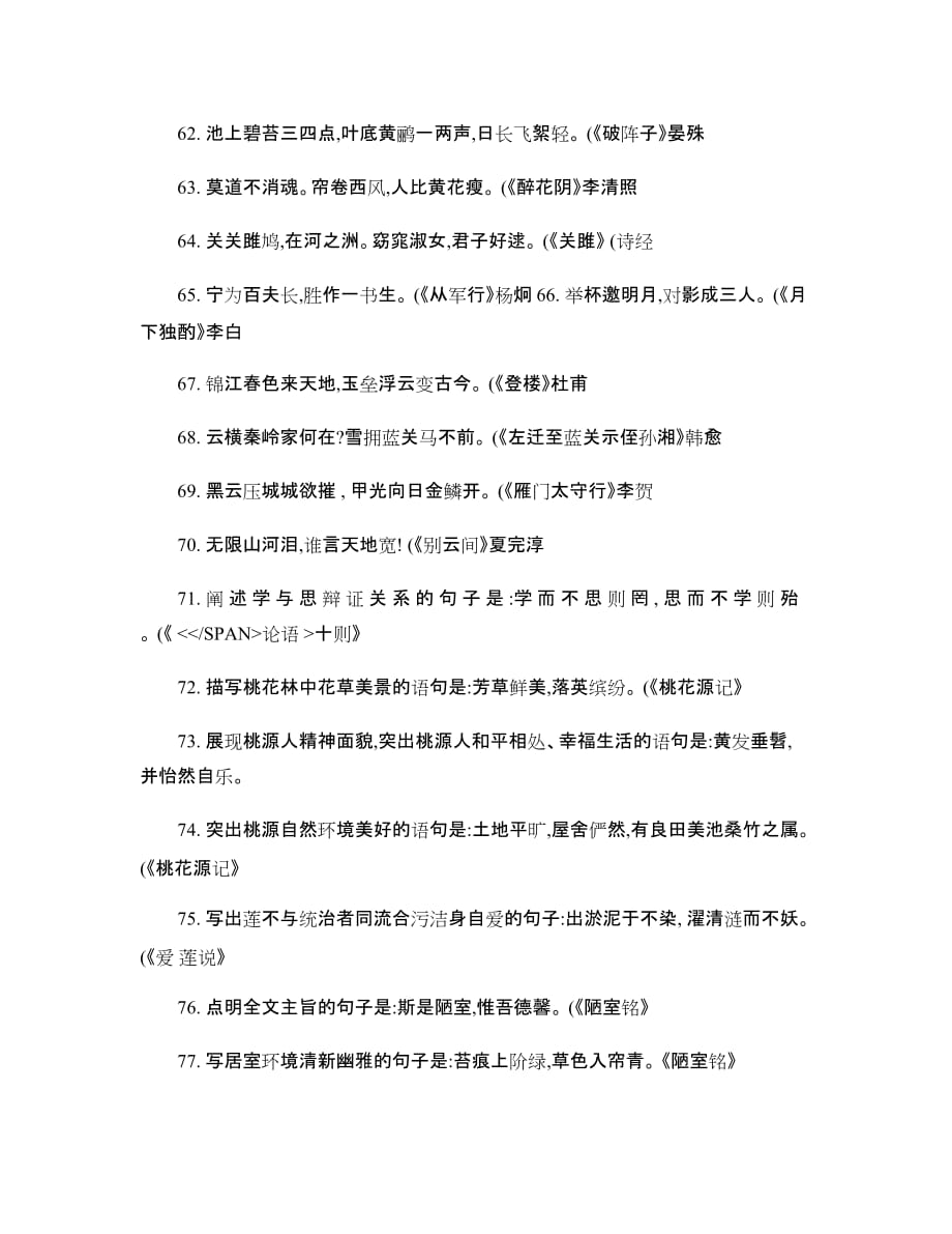 初中语文课内古诗文背诵篇目重点常考语句汇编汇总_第4页