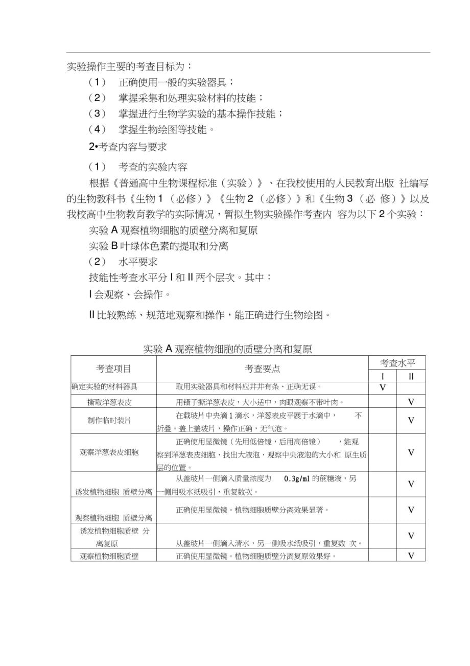 2015届高中学生生物实验学业水平考查方案修改版-_第2页