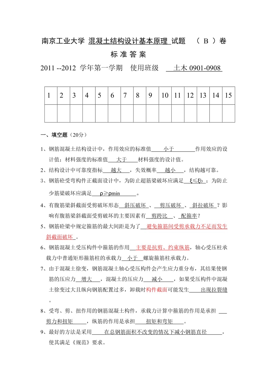 2011-12混凝土结构设计原理标准答案(B卷)_第1页