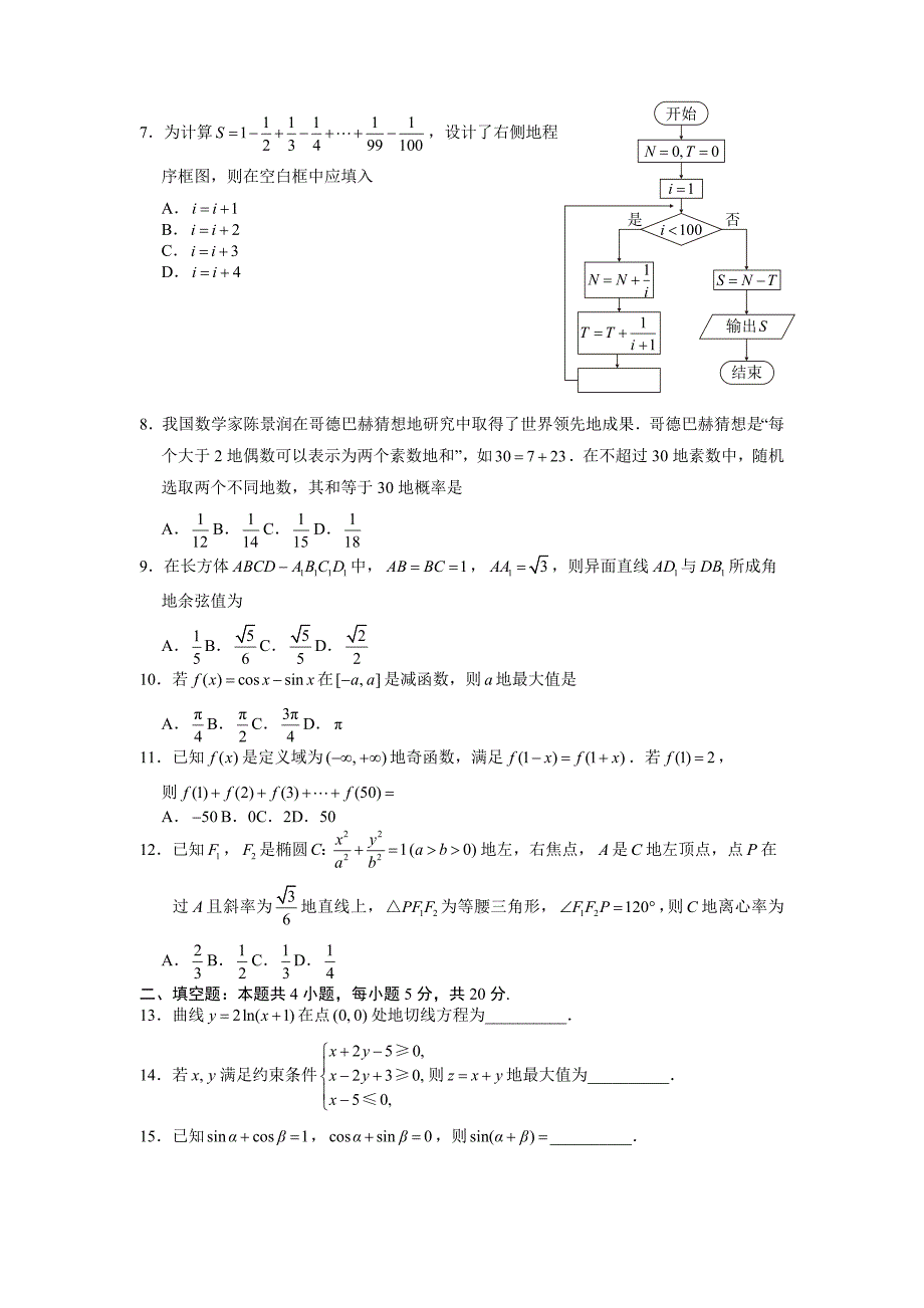 2018高考全国2卷理科数学带详细标准答案_第2页