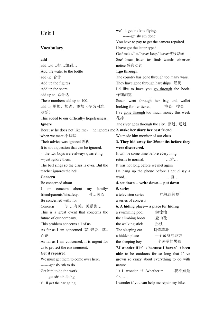 高中英语必修1-unit1-知识点总结-人教版_第1页