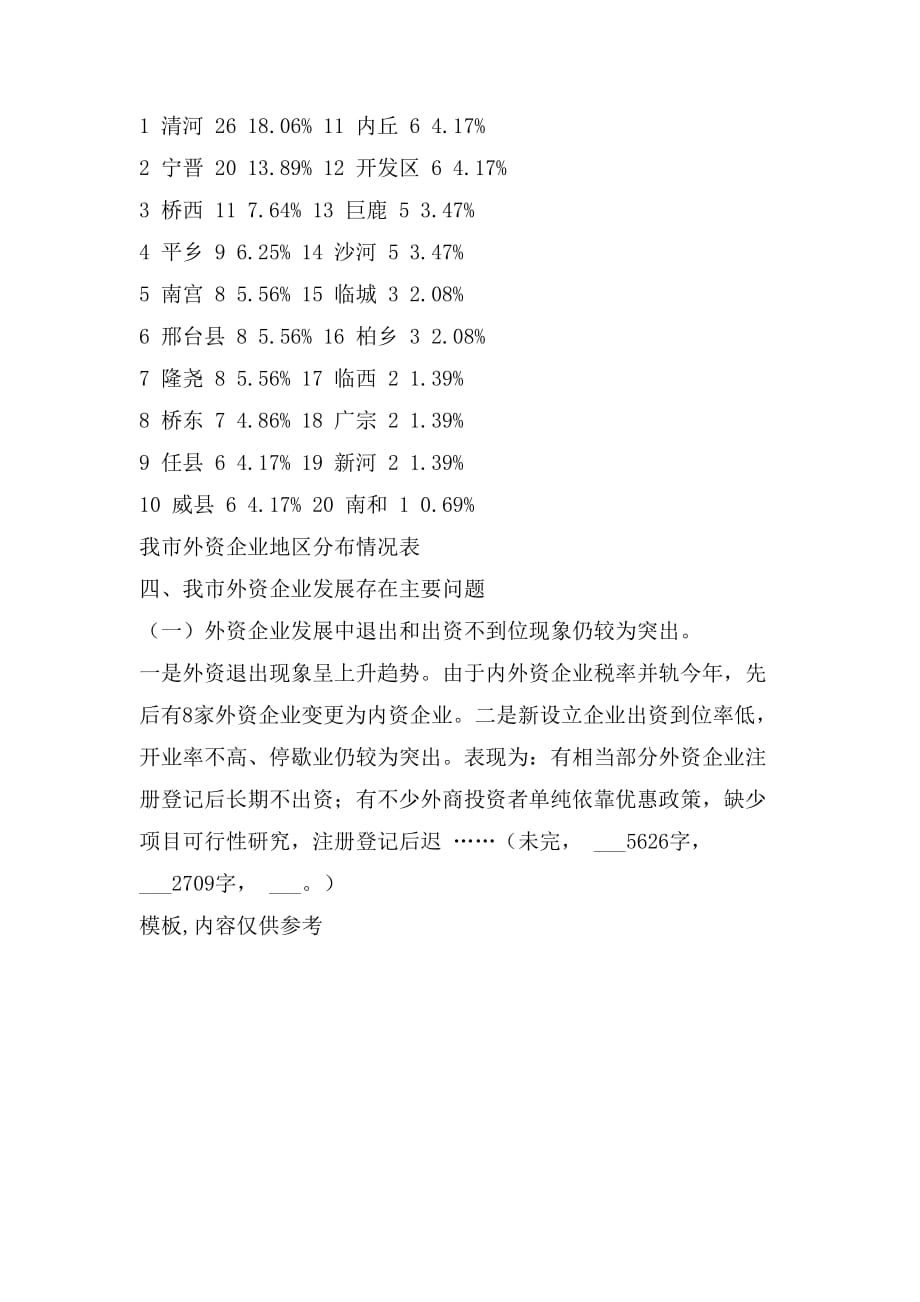 关于我市XX年度外商投资企业发展情况的分析报告_第4页