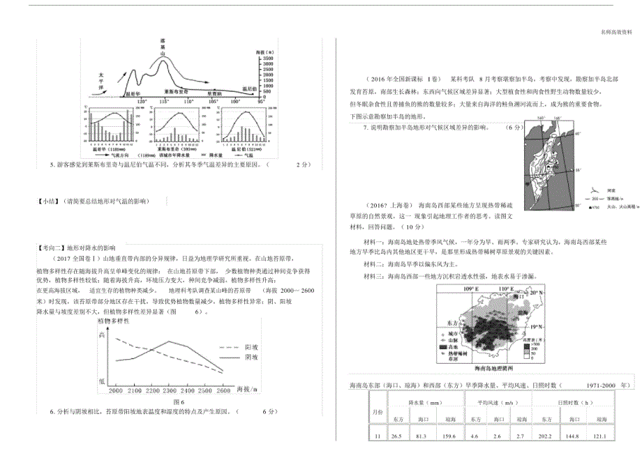 【部编】高三地理下册高效课堂资料3.12微专题山地地形对气候的影响.doc_第2页