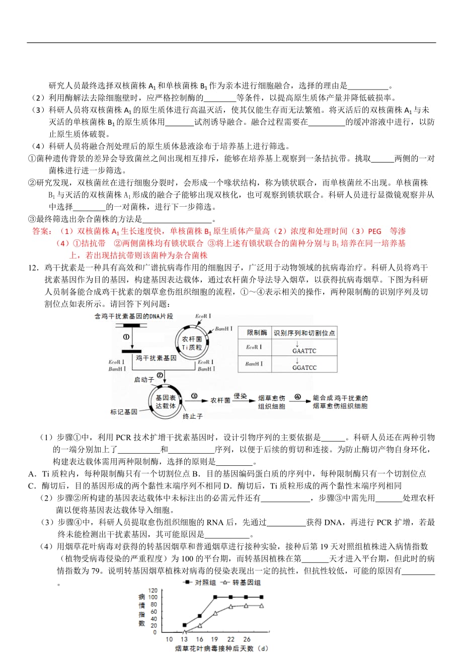 2019届-人教版-细胞工程-单元测试(1)_第3页