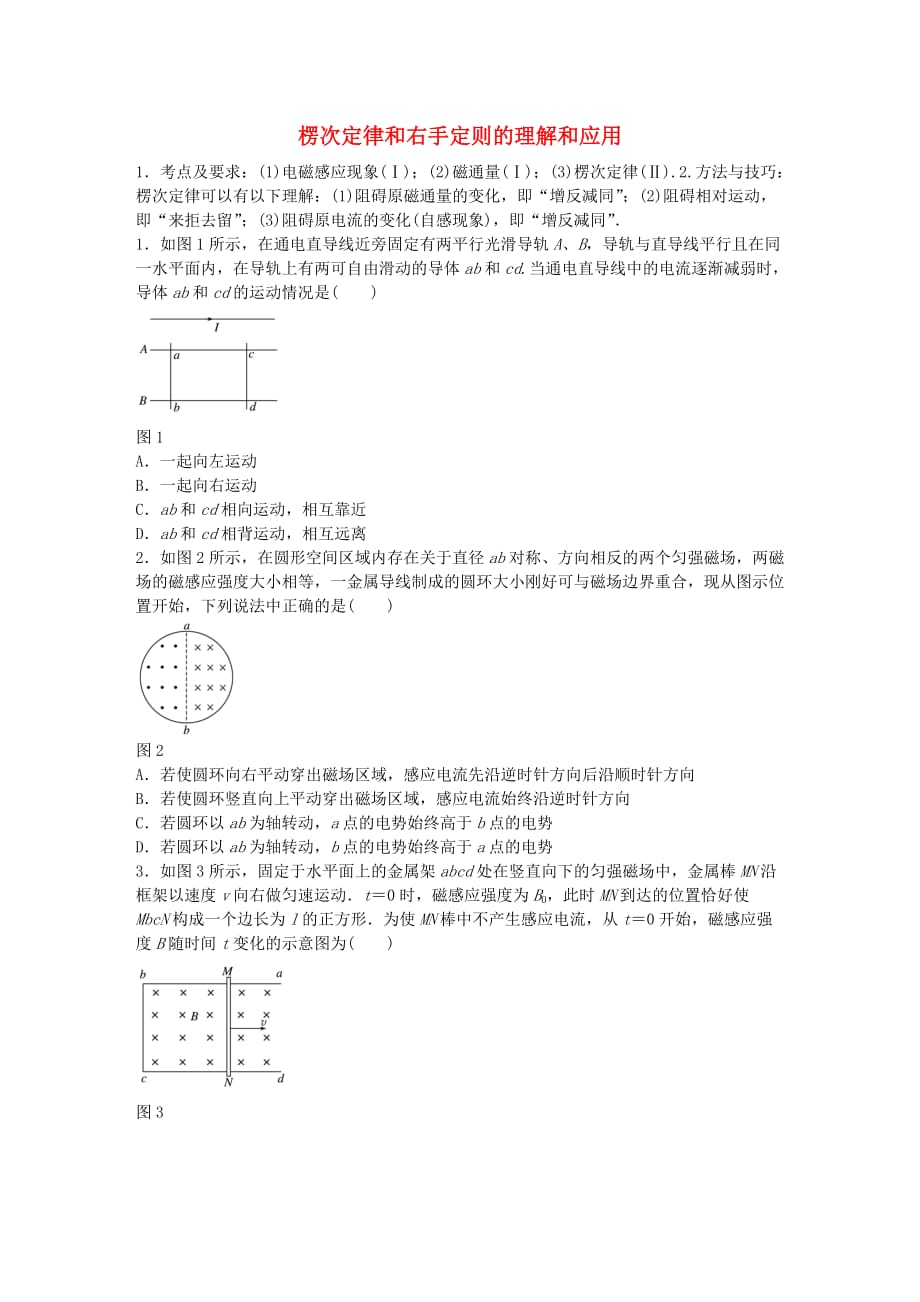 高考物理一轮复习 微专题66 楞次定律和右手定则的理解和应用_第1页