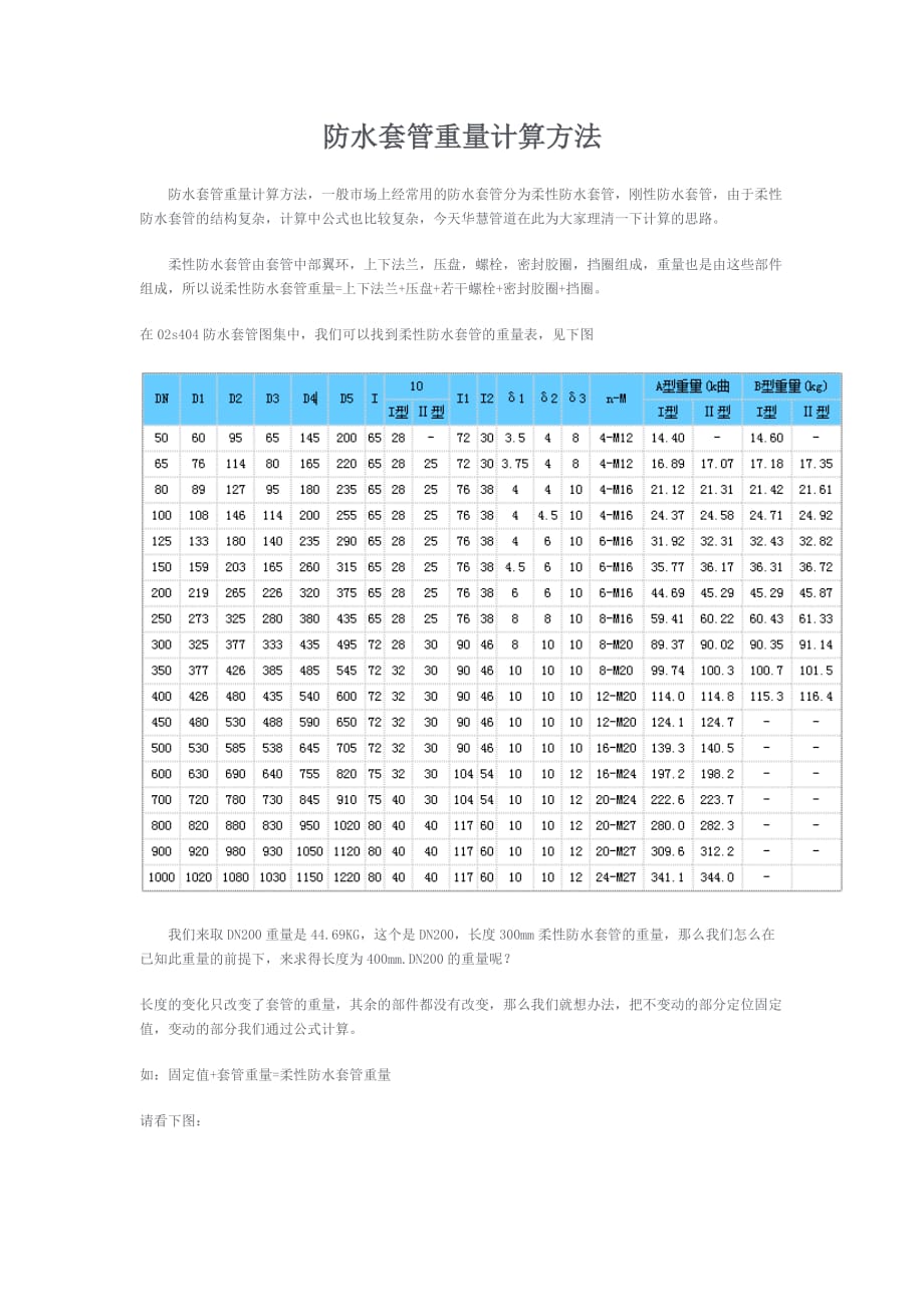 防水套管重量计算方法_第1页