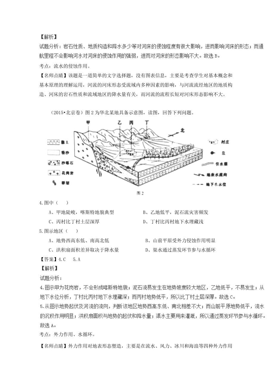 2015年高考地理真题分类汇编专题04地表形态的塑造_第5页