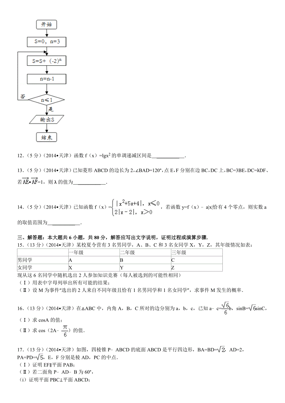 2014年天津市高考数学试卷(文科)_第3页