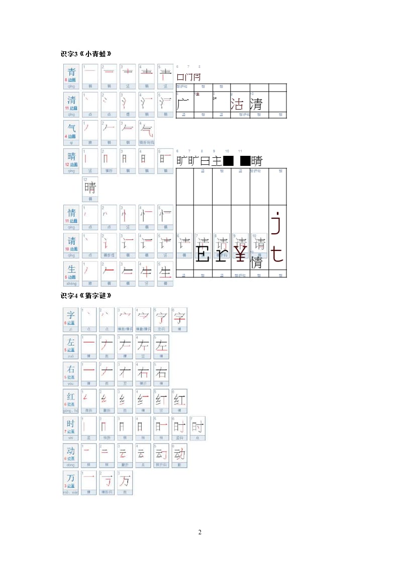 一年级语文下册生字笔顺（2020年11月整理）_第2页