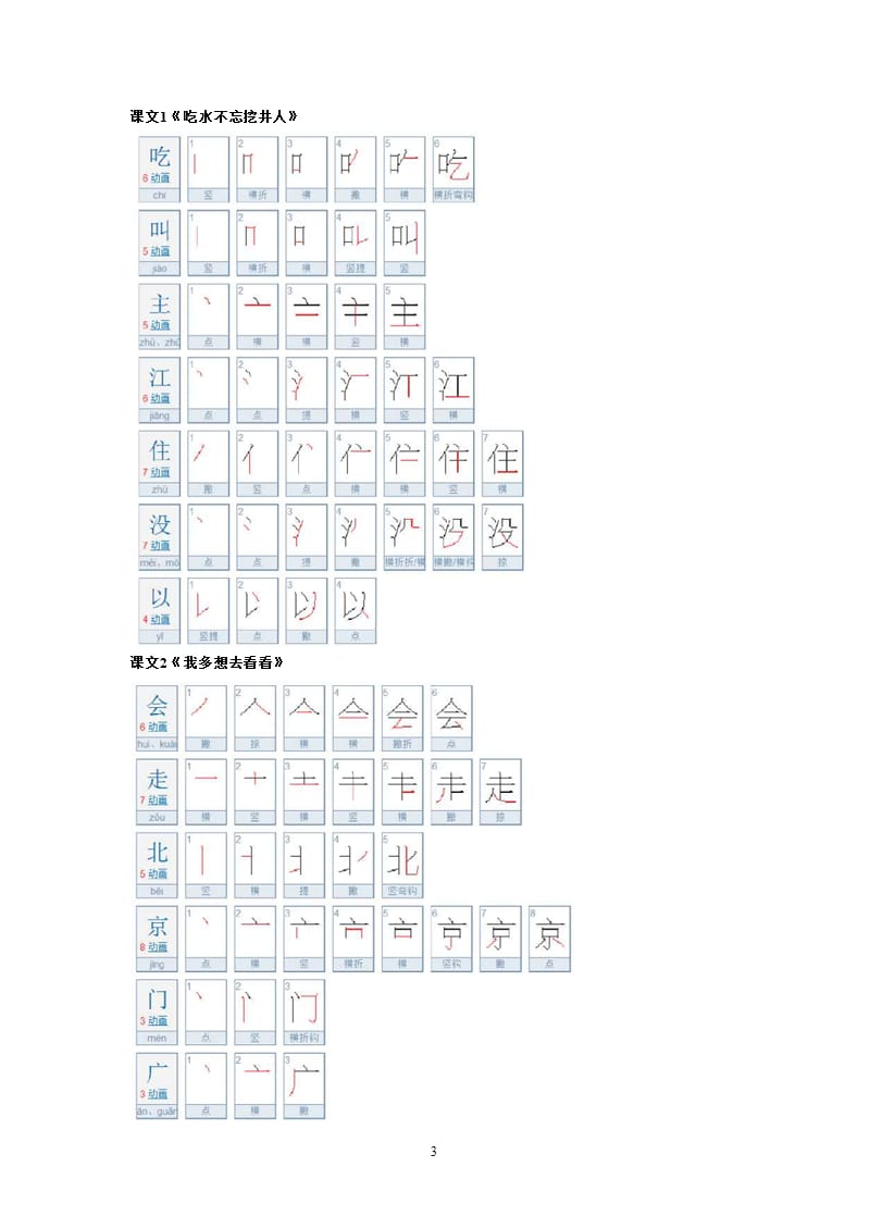 一年级语文下册生字笔顺（2020年11月整理）_第3页