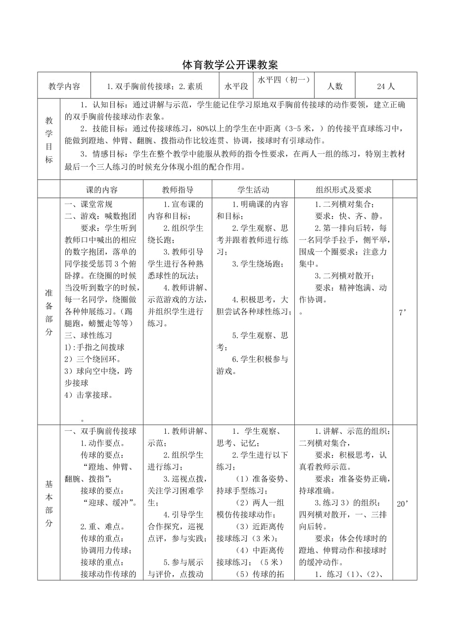 原地双手胸前传接球的教学设计_第3页