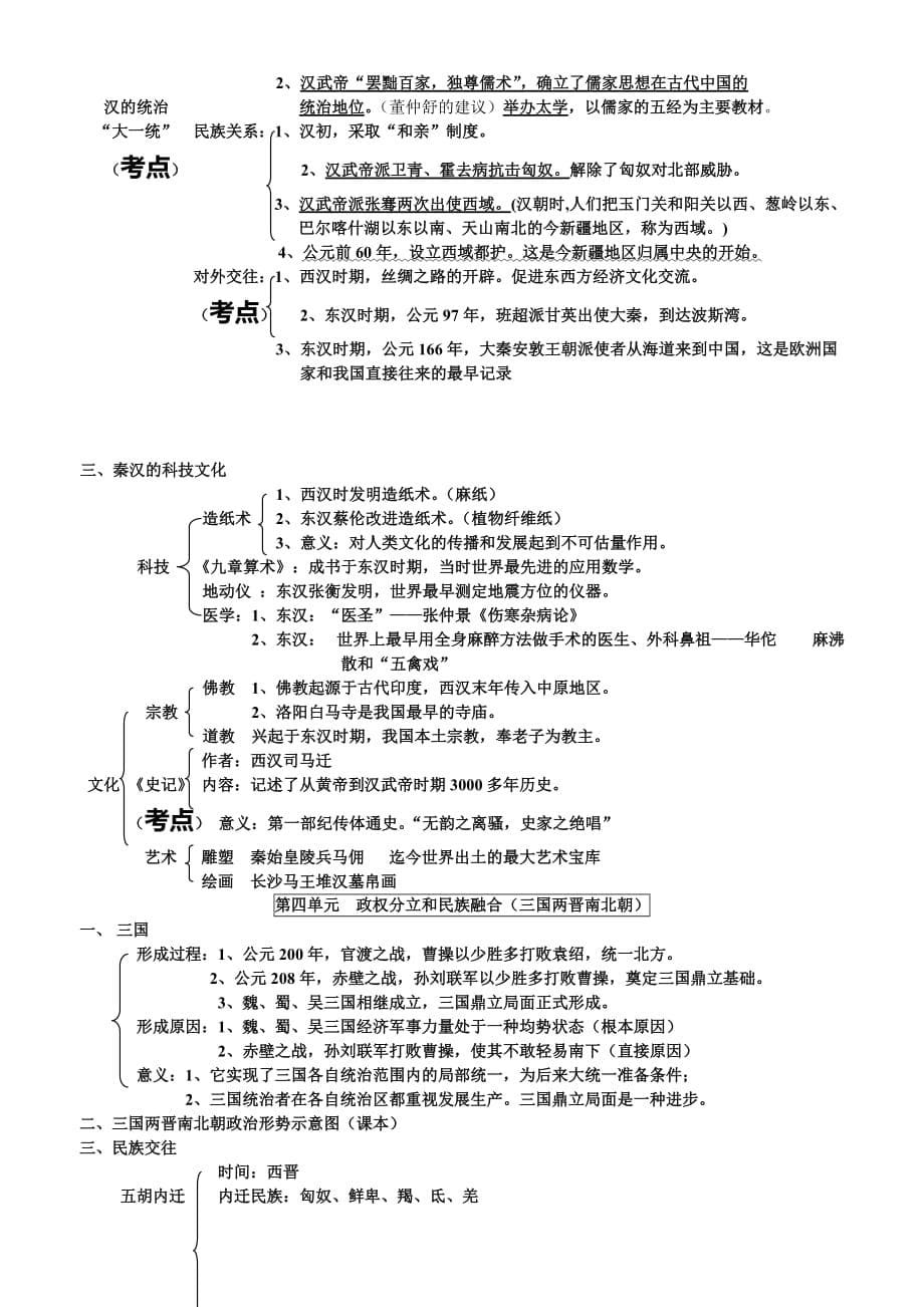 七年级上册历史板书式复习提纲(正式打印)_第5页